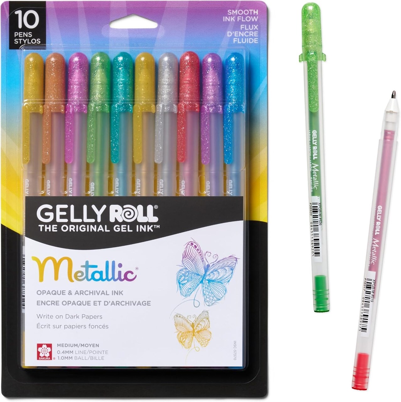 Metallic Gel Pens - Creator of the Original Gel Pen - Pens for Scrapbook, Journals, or Drawing - Colored Metallic Ink - Medium Line - 10 Pack